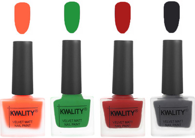 Kwality Velvet Dull Matte Posh Shades Party Girl Range Nail Polish Sets Carrot Orange,Dark Green,Red,Dark Grey(Pack of 4)
Kwality Velvet Dull Matte Posh Shades Party Girl Range Nail Polish Sets Carrot Orange,Dark Green,Red,Dark Grey(Pack of 4)