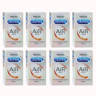 Durex Air Condoms Ultra Thin - 10 Pieces Condom(Set of 8, 80S)