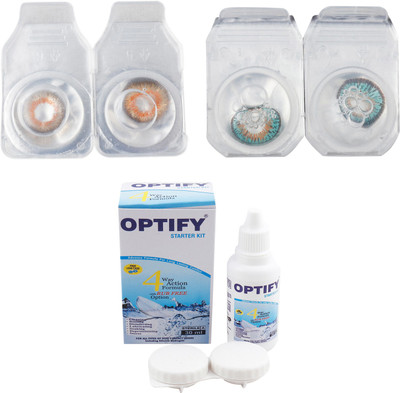 Optify Combo Pack Monthly Color Contact Lens (OP-296-Honey-Tarquise-2) Monthly Contact Lens(1, Honey-Tarquise, Pack of 2)
