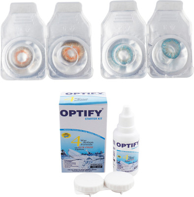 Optify Combo Pack Monthly Color Contact Lens (OP-298-Honey-Blue -2) Monthly Contact Lens(1, Honey-Blue, Pack of 2)