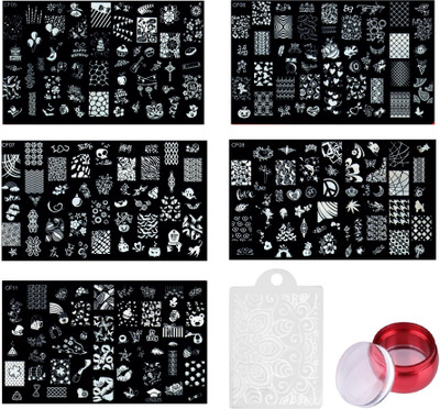 Royalkart Nail Art Stamping Kit With 5 Jumbo Image Plates(cf05,06,07,08,11), Multicolour Soft Nail Silicone Stamper and Scrapper(Multicolour)
Royalkart Nail Art Stamping Kit With 5 Jumbo Image Plates(cf05,06,07,08,11), Multicolour Soft Nail Silicone Stamper and Scrapper(Multicolour)