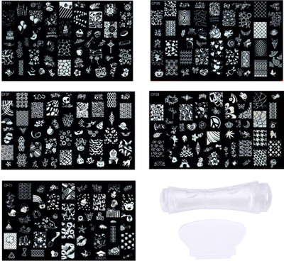 Royalkart Nail Art Stamping Kit With 5 Jumbo Image Plates(cf05,06,07,08,11), Double-sided Silicone Stamper and Scrapper(Multicolour)
Royalkart Nail Art Stamping Kit With 5 Jumbo Image Plates(cf05,06,07,08,11), Double-sided Silicone Stamper and Scrapper(Multicolour)