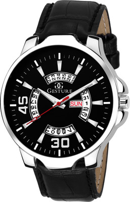 Gesture 1124- Black Day And Date Watch - For Men