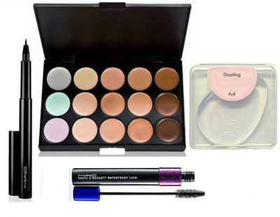 Dazzling Silicon puff with Mac 15 shades concealer palette , pen Eyeliner & Hauty & Naughty Mascara (Set of 4)(Set of 4)
Dazzling Silicon puff with Mac 15 shades concealer palette , pen Eyeliner & Hauty & Naughty Mascara (Set of 4)(Set of 4)