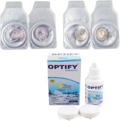 Optify Combo Pack Monthly Color Contact Lens with Kit (OP-748-Voilet-Dark Grey -2) Monthly Contact Lens(1, Voilet-Dark Grey, Pack of 2)