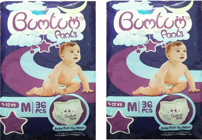 bumtum BABY PULL-UP DIAPER PANTS (36X2 = 72 PCE) MEDIUM SIZE FOR BABY WEIGHT 7-12 KG - M(72 Pieces)
bumtum BABY PULL-UP DIAPER PANTS (36X2 = 72 PCE) MEDIUM SIZE FOR BABY WEIGHT 7-12 KG - M(72 Pieces)