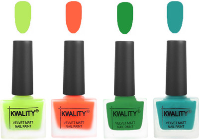 Kwality Velvet Dull Matte Posh Shades Party Girl Range Nail Polish Sets Parrot Green,Carrot Orange,Dark Green,Sea Green(Pack of 4)
Kwality Velvet Dull Matte Posh Shades Party Girl Range Nail Polish Sets Parrot Green,Carrot Orange,Dark Green,Sea Green(Pack of 4)