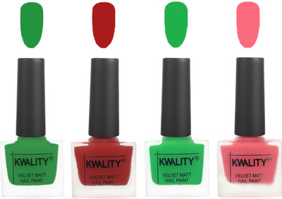 Kwality Velvet Dull Matte Posh Shades Party Girl Range Nail Polish Sets Dark Green,Red,Green,Frozen Pink(Pack of 4)
Kwality Velvet Dull Matte Posh Shades Party Girl Range Nail Polish Sets Dark Green,Red,Green,Frozen Pink(Pack of 4)