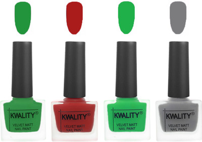 Kwality Velvet Dull Matte Posh Shades Party Girl Range Nail Polish Sets Dark Green,Red,Green,Grey(Pack of 4)
Kwality Velvet Dull Matte Posh Shades Party Girl Range Nail Polish Sets Dark Green,Red,Green,Grey(Pack of 4)