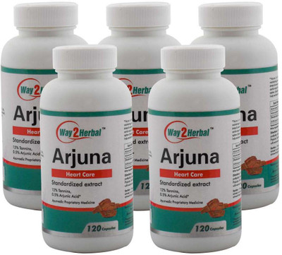 Way2Herbal Arjuna 120 capsules (Pack of 5)(500 mg)