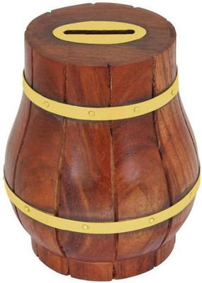 all crafts art wooden bank Coin Bank(Brown)