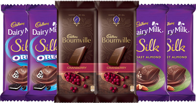 Cadbury chocolates combo, (2XSilk Oreo 60g, 2XSilk Roast Almond 55g & 2X Bournville Cranberry 80g) Bars(Pack of 6, 390 g)
Cadbury chocolates combo, (2XSilk Oreo 60g, 2XSilk Roast Almond 55g & 2X Bournville Cranberry 80g) Bars(Pack of 6, 390 g)