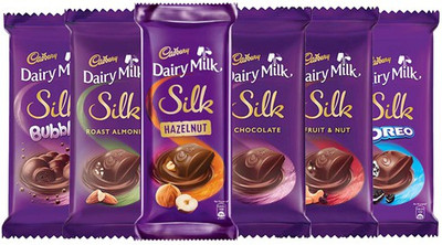 Cadbury Dairy Milk Silk Large Chocolates Combo, (Silk Plain,Silk Oreo,Silk Bubbly,Silk Roast Almond,Silk Fruit and Nut,Silk Hazelnut) Bars(Pack of 6, 817 g)
Cadbury Dairy Milk Silk Large Chocolates Combo, (Silk Plain,Silk Oreo,Silk Bubbly,Silk Roast Almond,Silk Fruit and Nut,Silk Hazelnut) Bars(Pack of 6, 817 g)