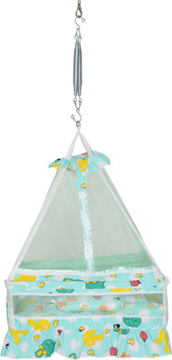 VParents Queen Baby Crib Cradle with Bed pillow and Hanging Spring(Green)