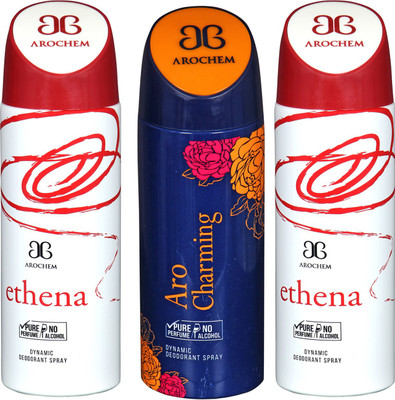 arochem ETHENA & ARO CHARMING DYNAMIC DEODORANT SPRAY Body Spray - For Men & Women(600 ml, Pack of 3)
arochem ETHENA & ARO CHARMING DYNAMIC DEODORANT SPRAY Body Spray - For Men & Women(600 ml, Pack of 3)