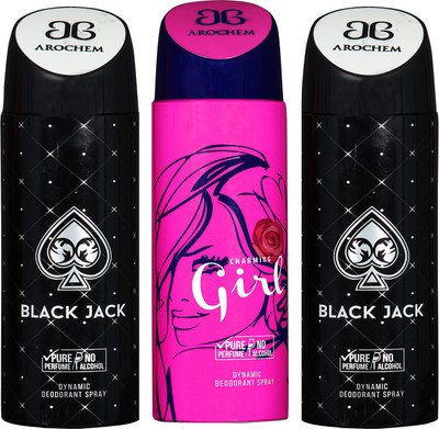 arochem BLACK JACK & GIRL DYNAMIC DEODORANT SPRAY Body Spray - For Men & Women(600 ml, Pack of 3)
arochem BLACK JACK & GIRL DYNAMIC DEODORANT SPRAY Body Spray - For Men & Women(600 ml, Pack of 3)