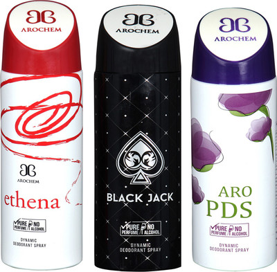 arochem ETHENA & BLACK JACK & ARO PDS DYNAMIC DEODORANT SPRAY Body Spray - For Men & Women(600 ml, Pack of 3)
arochem ETHENA & BLACK JACK & ARO PDS DYNAMIC DEODORANT SPRAY Body Spray - For Men & Women(600 ml, Pack of 3)