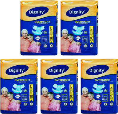 ROMSONS DIGNITY OVERNIGHT ADULT DIAPERS, SIZE LARGE, 10 Pcs. PACK, COMBO OF 5 PACKS, FOR WAIST SIZE 38"-54" INCHES, TOTAL 50 DIAPERS Adult Diapers - L(50 Pieces)
ROMSONS DIGNITY OVERNIGHT ADULT DIAPERS, SIZE LARGE, 10 Pcs. PACK, COMBO OF 5 PACKS, FOR WAIST SIZE 38"-54" INCHES, TOTAL 50 DIAPERS Adult Diapers - L(50 Pieces)