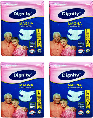 ROMSONS DIGNITY MAGNA ADULT DIAPERS, SIZE LARGE, 10 Pcs. PACK, COMBO OF 4 PACKS,FOR WAIST SIZE 38"-54" INCHES, TOTAL 40 DIAPERS Adult Diapers - L(40 Pieces)
ROMSONS DIGNITY MAGNA ADULT DIAPERS, SIZE LARGE, 10 Pcs. PACK, COMBO OF 4 PACKS,FOR WAIST SIZE 38"-54" INCHES, TOTAL 40 DIAPERS Adult Diapers - L(40 Pieces)