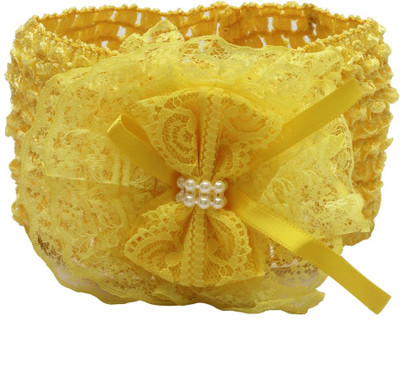 Stol'n Kids Yellow Bow Net Baby Fabric Hairband:Yellow Rubber Band(Yellow)