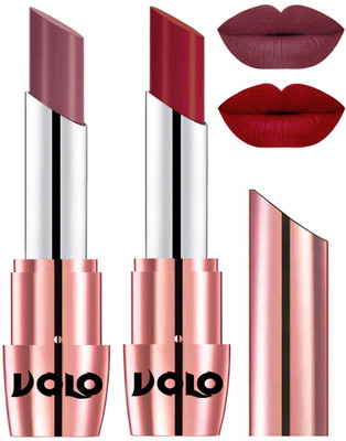 Volo Perfect Creamy with Matte Lipsticks Combo, Lip Gifts to love(Plum, Red)