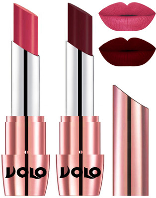 Volo Perfect Creamy with Matte Lipsticks Combo, Lip Gifts to love(Pink, Maroon)