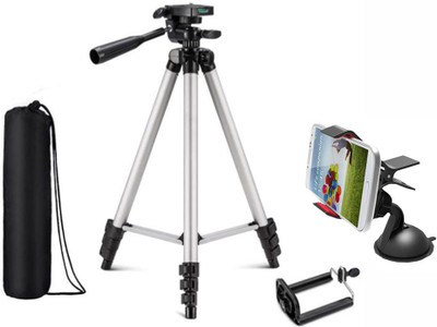 LIFEMUSIC Tripod-3110 Adjustable Aluminium High Quality Lightweight Camera Stand With Three-Dimensional Head & Quick Release Plate For Video Cameras, Portable Tripod With Mobile Holder Clip Holder With Mobile Holder Clip Holder Tripod(Silver, Black, Suppo
LIFEMUSIC Tripod-3110 Adjustable Aluminium High Quality Lightweight Camera Stand With Three-Dimensional Head & Quick Release Plate For Video Cameras, Portable Tripod With Mobile Holder Clip Holder With Mobile Holder Clip Holder Tripod(Silver, Black, Suppo
