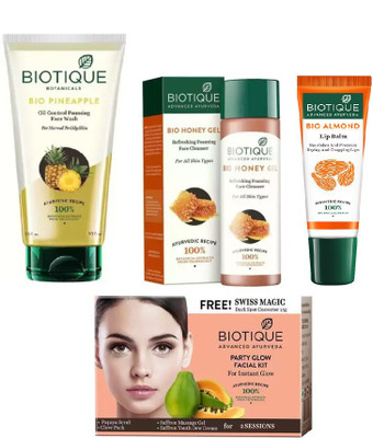 BIOTIQUE BIO Pineapple Oil Control Foaming Face Wash, Bio Honey Gel Refreshing Foaming Face Cleanser For All Skin Types, Bio Party Glow Facial Kit , LIP CARE(Set of 4)
BIOTIQUE BIO Pineapple Oil Control Foaming Face Wash, Bio Honey Gel Refreshing Foaming Face Cleanser For All Skin Types, Bio Party Glow Facial Kit , LIP CARE(Set of 4)