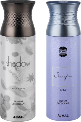 Ajmal Shadow Him & Sacrifice Her Deodorant Spray - For Men & Women(200 ml, Pack of 2)
Ajmal Shadow Him & Sacrifice Her Deodorant Spray - For Men & Women(200 ml, Pack of 2)