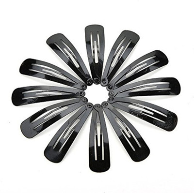 Pihucollection Tic Tac Everyday-Use Matte-Based Polished Metal Premium Snap Hair Clips For Women/Girls/Kids(12 Pcs) Tic Tac Clip(Black)