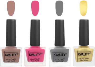Kwality Velvet Dull Matte Nail Polish Salmon Run,Pink Mania,Grey,Golden(Pack of 4)
Kwality Velvet Dull Matte Nail Polish Salmon Run,Pink Mania,Grey,Golden(Pack of 4)