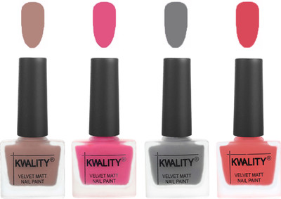 Kwality Velvet Dull Matte Nail Polish Salmon Run,Pink Mania,Grey,Baby Pink(Pack of 4)
Kwality Velvet Dull Matte Nail Polish Salmon Run,Pink Mania,Grey,Baby Pink(Pack of 4)