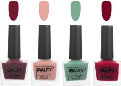 Kwality Velvet Dull Matte Nail Polish Maroon,Salmon Pink,Mischievous Mint,Berry(Pack of 4)
Kwality Velvet Dull Matte Nail Polish Maroon,Salmon Pink,Mischievous Mint,Berry(Pack of 4)