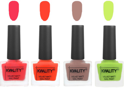 Kwality Velvet Dull Matte Nail Polish Pink Mania,Candy Orange,Salmon Run,Light Lemon Green(Pack of 4)
Kwality Velvet Dull Matte Nail Polish Pink Mania,Candy Orange,Salmon Run,Light Lemon Green(Pack of 4)