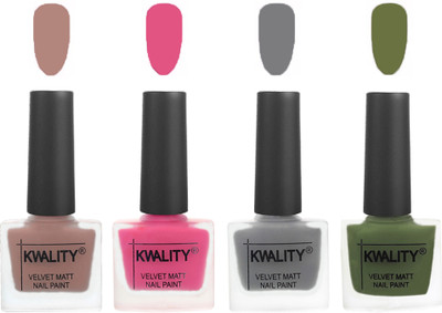 Kwality Velvet Dull Matte Nail Polish Salmon Run,Pink Mania,Grey,Olive Green(Pack of 4)
Kwality Velvet Dull Matte Nail Polish Salmon Run,Pink Mania,Grey,Olive Green(Pack of 4)