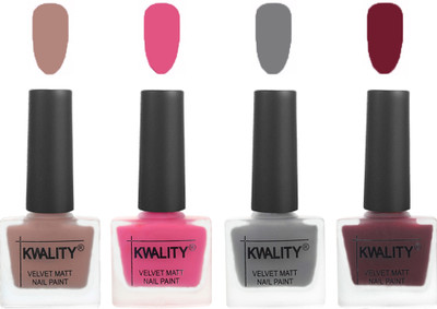 Kwality Velvet Dull Matte Nail Polish Salmon Run,Pink Mania,Grey,Maroon(Pack of 4)
Kwality Velvet Dull Matte Nail Polish Salmon Run,Pink Mania,Grey,Maroon(Pack of 4)