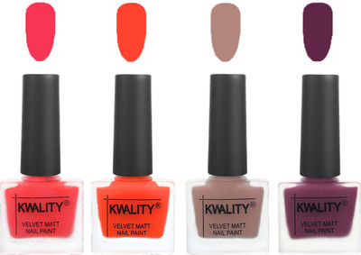Kwality Velvet Dull Matte Nail Polish Pink Mania,Candy Orange,Salmon Run,Purple(Pack of 4)
Kwality Velvet Dull Matte Nail Polish Pink Mania,Candy Orange,Salmon Run,Purple(Pack of 4)
