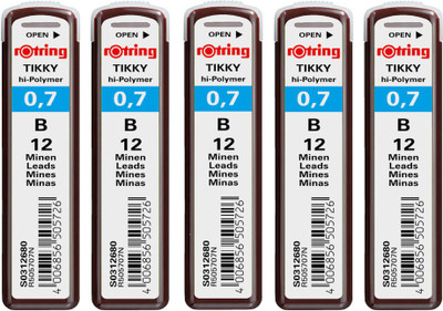 rotring 0.7 B HI-Polymer Leads Set of 5 Tubes - Each Tube Contains 12 Leads - (Total 60 Leads) Pencil(Brown)
rotring 0.7 B HI-Polymer Leads Set of 5 Tubes - Each Tube Contains 12 Leads - (Total 60 Leads) Pencil(Brown)