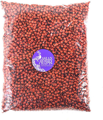 AsianHobbyCrafts Colourful Shining Beads (Red) : Size: 5mm Round :Pack of 500Gms