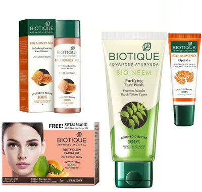 BIOTIQUE BIO Party Glow Facial Kit, Bio Honey Gel Refreshing Foaming Face Cleanser For All Skin Types, Bio Neem Purifying Face Wash , Lip Balm(Set of 4)
BIOTIQUE BIO Party Glow Facial Kit, Bio Honey Gel Refreshing Foaming Face Cleanser For All Skin Types, Bio Neem Purifying Face Wash , Lip Balm(Set of 4)
