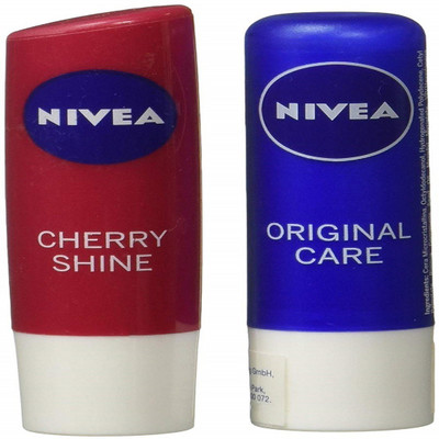 Nivea Lip Balm Pack of 2 (4.8 GM Each) Cherry Shine, Original Care(Pack of: 2, 9.6 g)