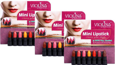 VIOLINA Mini Lipstick 7 shades Pack Of 3(Multicolor)