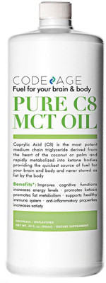 Code Age Premium 100% Pure C8 Caprylic Acid MCT Oil For The Ketogenic Lifestyle - 32oz(946 ml)
Code Age Premium 100% Pure C8 Caprylic Acid MCT Oil For The Ketogenic Lifestyle - 32oz(946 ml)