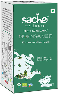 Sache Wellness Organic Moringa Mint Tea Mint Herbal Infusion Bags Box(25 Bags)