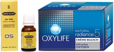 SHEER SECRET TEA TREE ESSENTIAL OIL 15ML and OXYLIFE BLEACH 27 GRAMS(Set of 2)