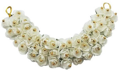 Kuiri White Rose Hair Brooch Bun(White)