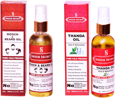 SHEER SECRET THANDA OIL and MOOCH & BEARD OIL (100% PURE COLD PRESSED OIL) Hair Oil(200 ml)
SHEER SECRET THANDA OIL and MOOCH & BEARD OIL (100% PURE COLD PRESSED OIL) Hair Oil(200 ml)
