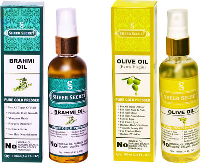 SHEER SECRET OLIVE OIL and BRAHMI OIL (100% PURE COLD PRESSED OIL) Hair Oil(200 ml)
SHEER SECRET OLIVE OIL and BRAHMI OIL (100% PURE COLD PRESSED OIL) Hair Oil(200 ml)