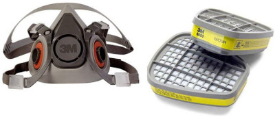 3M 6200 MASK WITH 6003 Acid Gas Cartridge Mask and Respirator