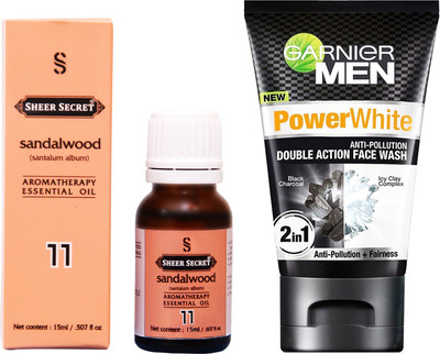 SHEER SECRET SANDALWOOD ESSENTIAL OIL 15 ML and GARNIER MEN'S DOUBLE ACTION FACE WASH 100 ML(Set of 2)
SHEER SECRET SANDALWOOD ESSENTIAL OIL 15 ML and GARNIER MEN'S DOUBLE ACTION FACE WASH 100 ML(Set of 2)